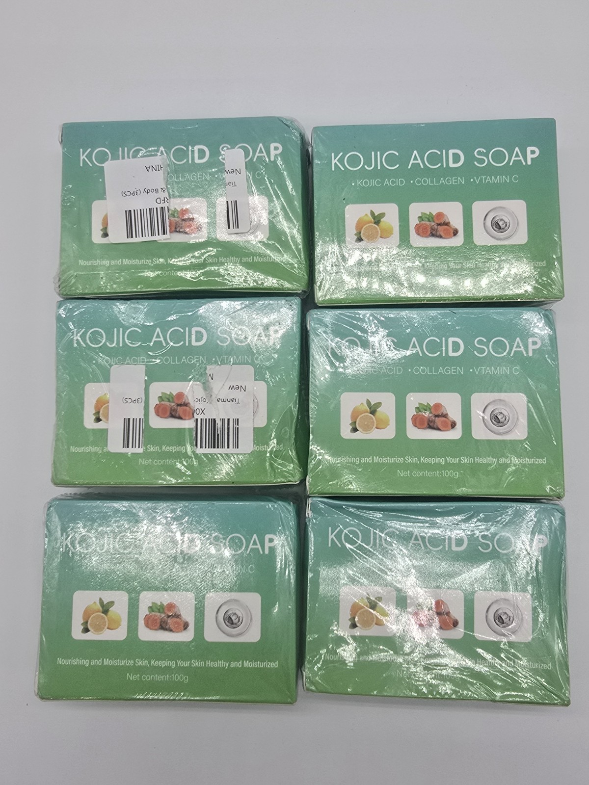 6x Kojic Acid BRIGHTENING Soap Bars Turmeric, Vitamin C & Collagen 100g EXP-2027