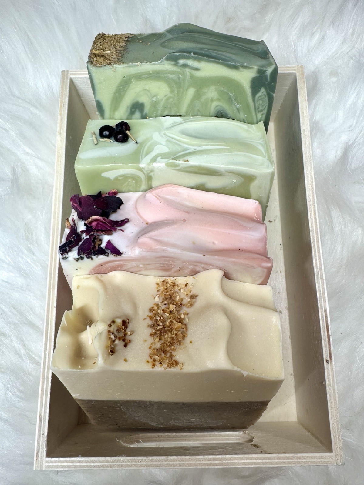 Handmade Botanical Assorted Soap Set Swirl Rectangular Bars Multipack