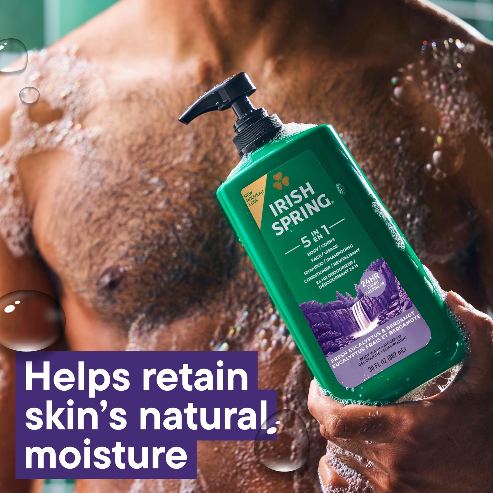 Irish Spring 5 in 1 Moisturizing Body Wash for 30 Ounce (Pack of 1), 5 1