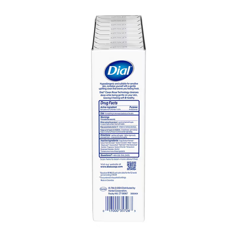 Dial Antibacterial Sensitive Bar Soap Aloe Scent 16 Large Bars Hypoallergenic