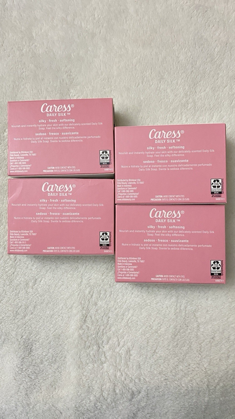 Caress Daily Silk Bar Soap 3.75 OZ 4 Pk White Peach Orange Blossom Fragrance