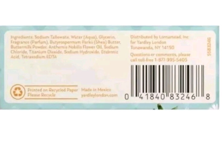 NEW 🐣 Yardley London (6 Bars) 4 Oz. (113g) 💙CHAMOMILE FLOWER💙 Nourishing Baby