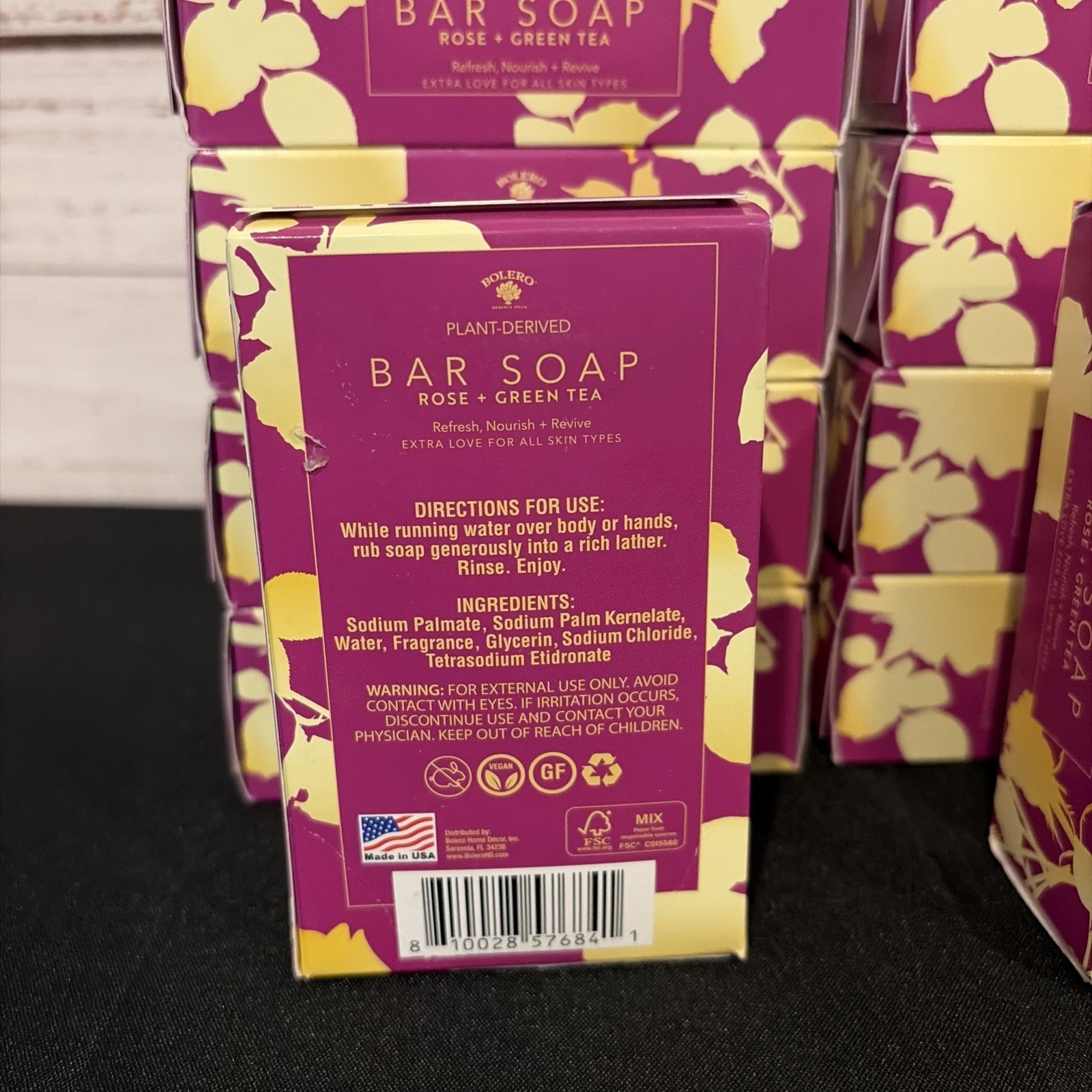 LOT 10 x Large Bolero Plant Derived ROSE + GREEN TEA Bar Soap Bath 6.25oz Revive