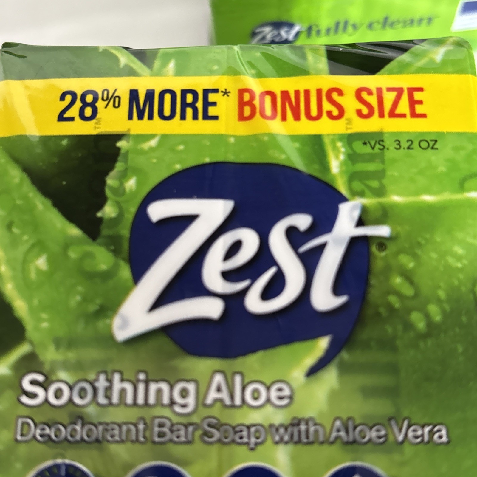 ZEST ALOE LOT 4 BARS 4.12 Oz Each BONUS Size Soothing Aloe Vera Deodorant Soap