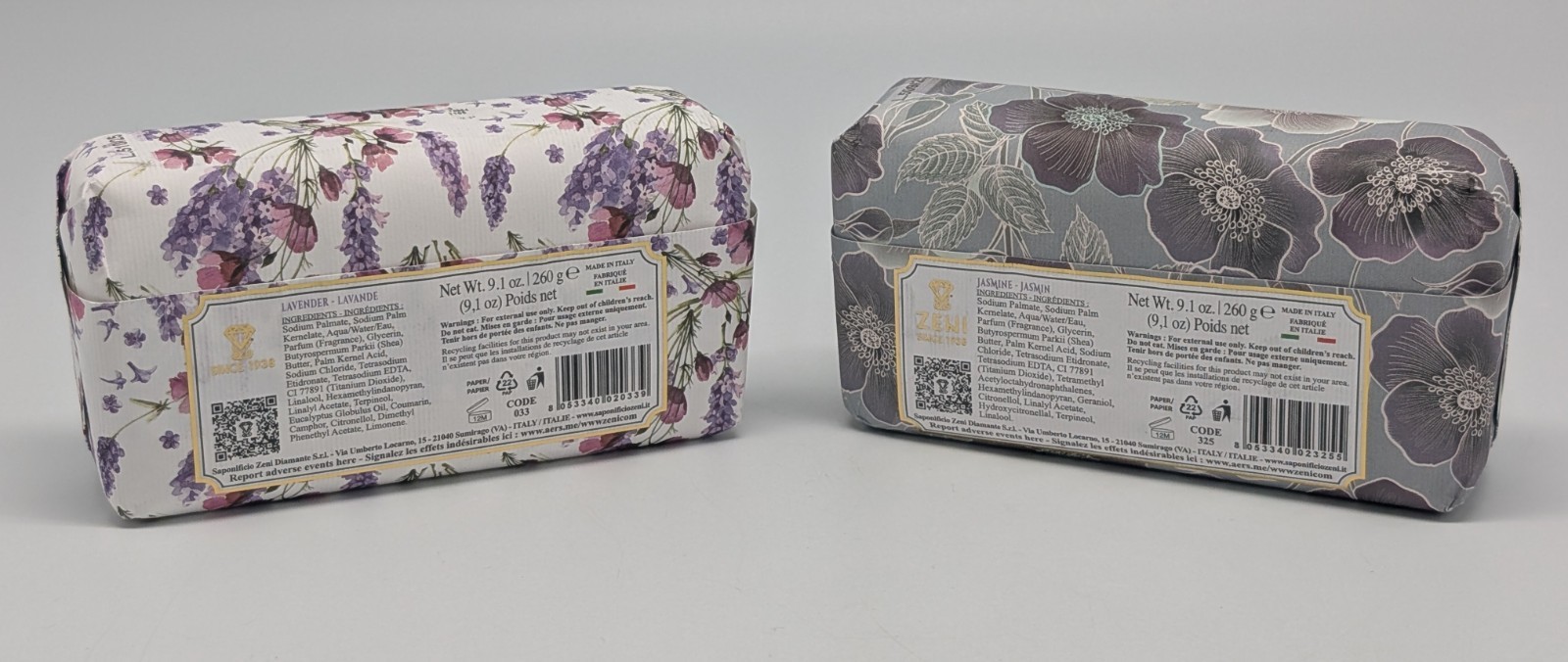 2 pcs ZENI Fine Triple Milled ITALIAN Bar Soap Lavender & Jasmine – 9.1 oz each