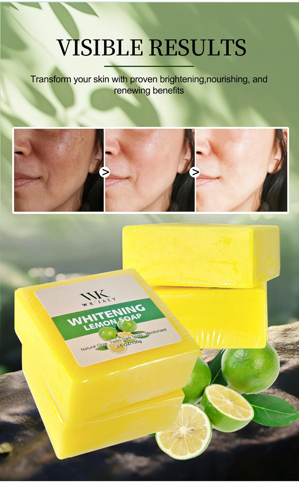 Moisturizing Whitening Lemon Body Soap WK JALY With Glutathione Shea Butter Oil