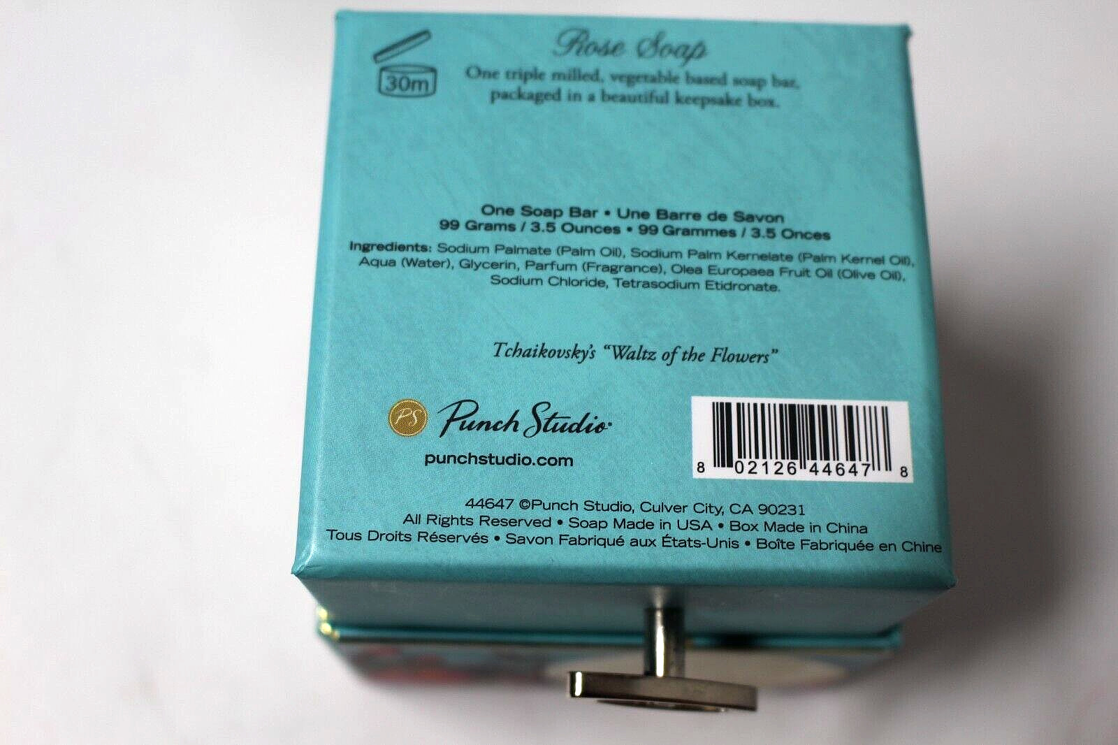 Punch Studio Rose Soap Music Box Plays Waltz of the Flowers Triple Milled Veg