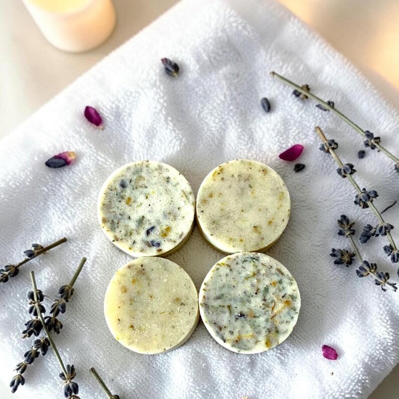 Shea Butter Botanical Sugar Scrub Rounds – 4pc Rose Lavender & Lotus Spa Gift