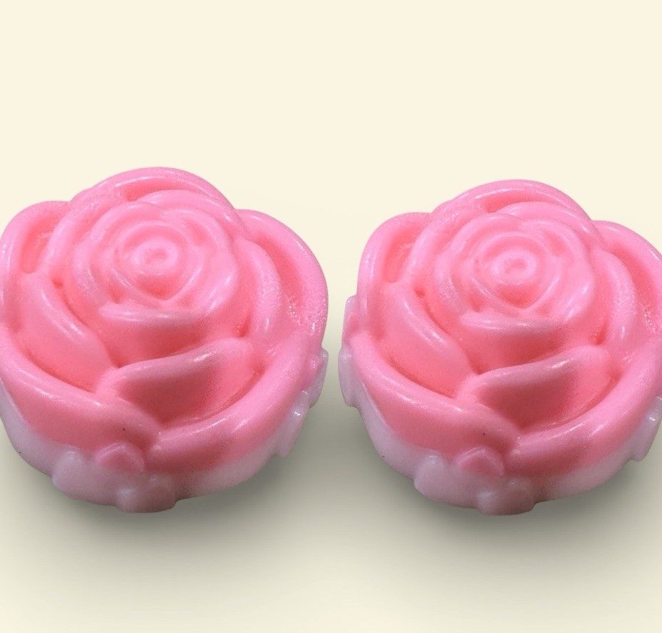 Handmade Goat Milk Soap Bar 2 Roses Flower Pink Rose Vanilla Vegan Organic Gift