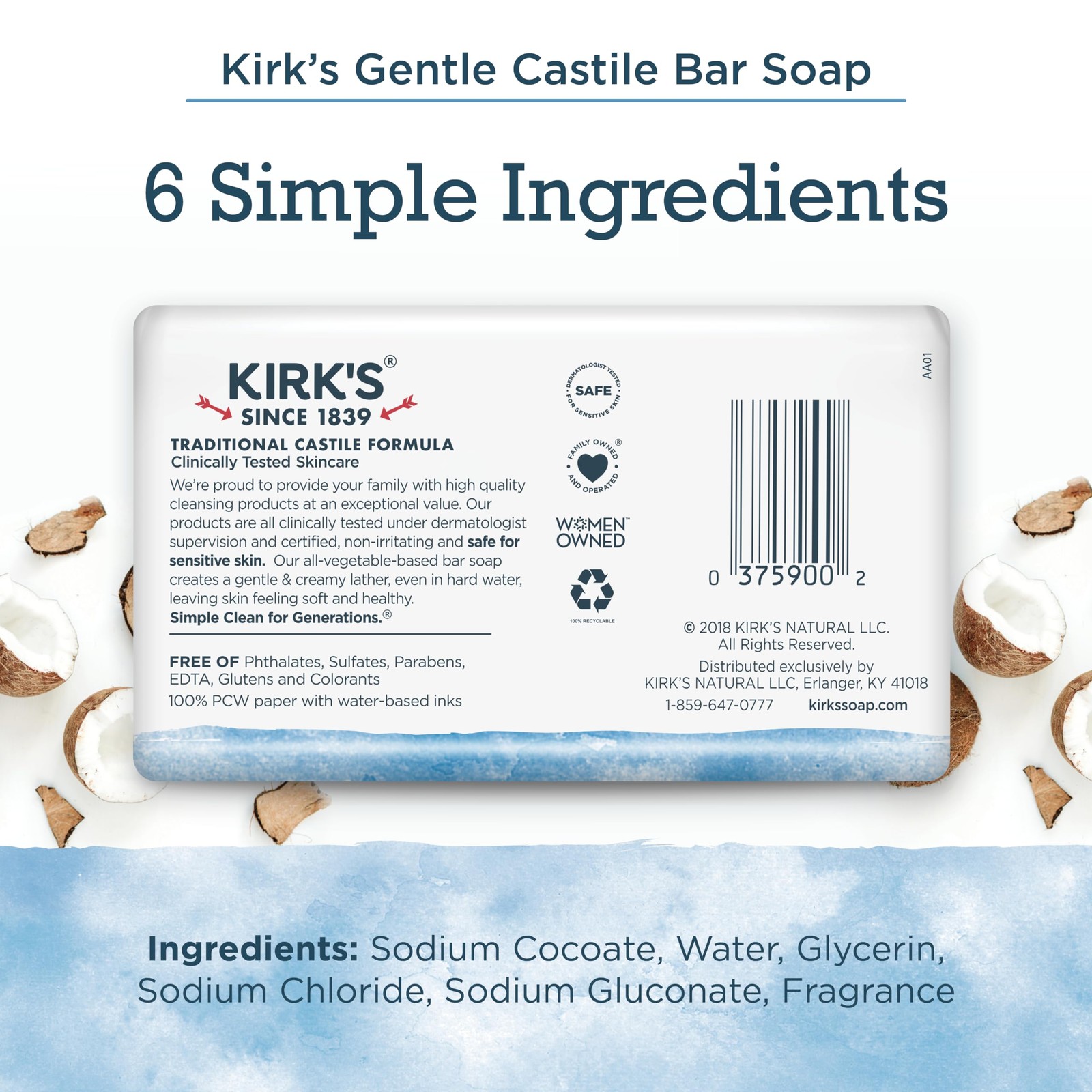 Original Coco Castile Soap, Pack of 3