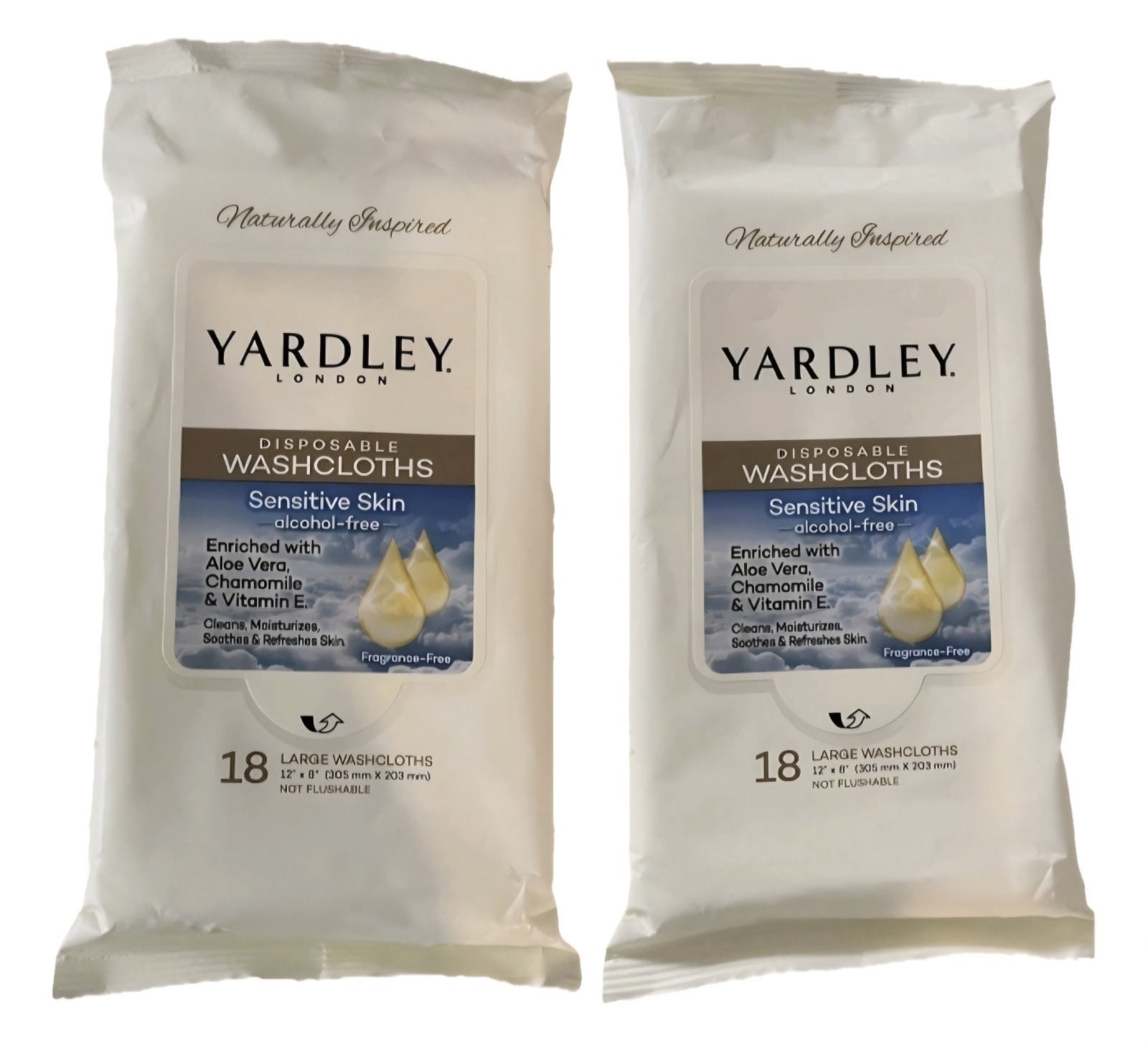 💙 YARDLEY LONDON (2PK) 18-CT 12″X8″ 🫧●DISPOSABLE WASHCLOTHS●🫧 Sensitive Skin.