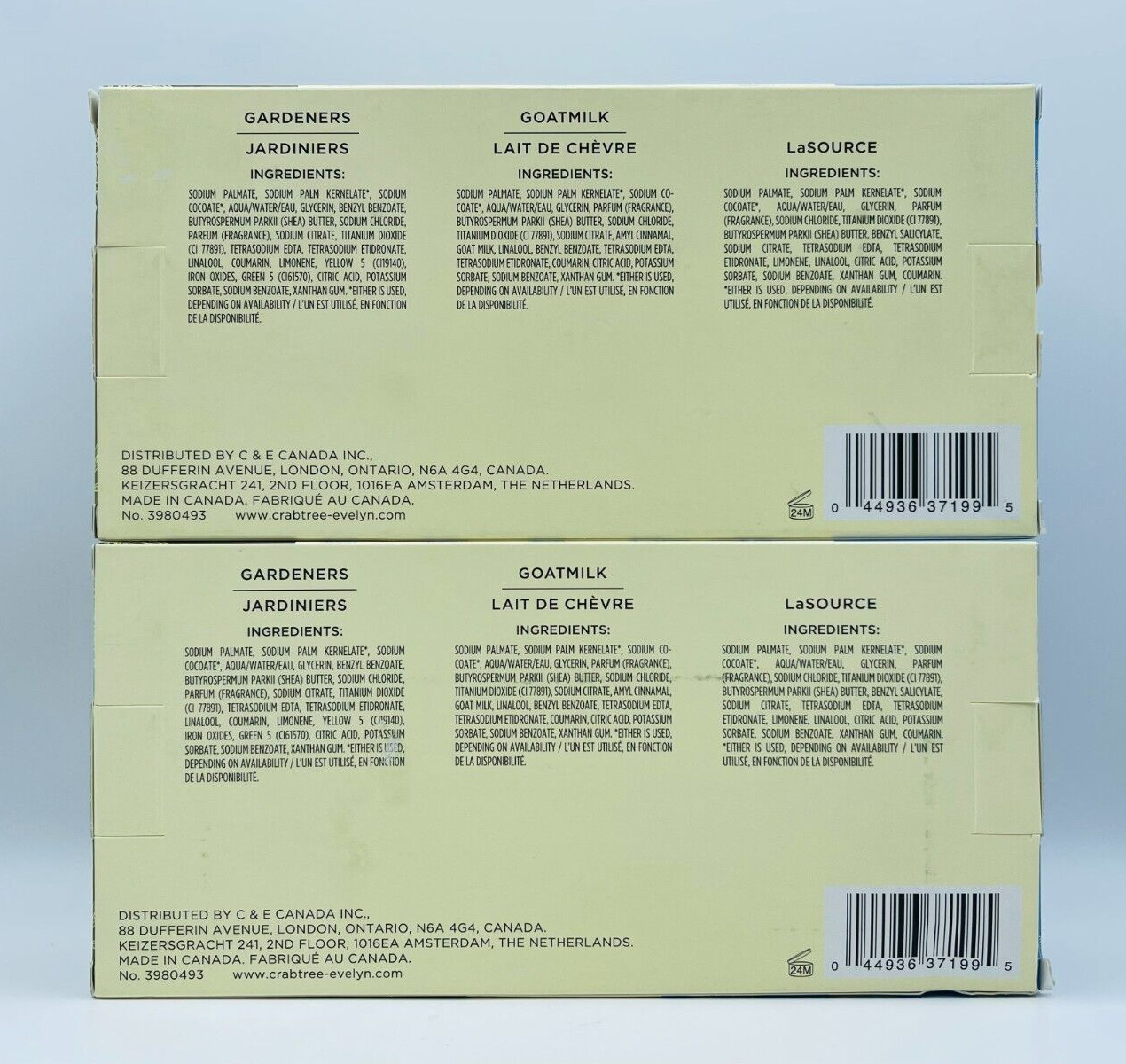 2x Crabtree & Evelyn LA SOURCE GOATMILK GARDENERS Bar Soap 6.5oz Each READ DESCR