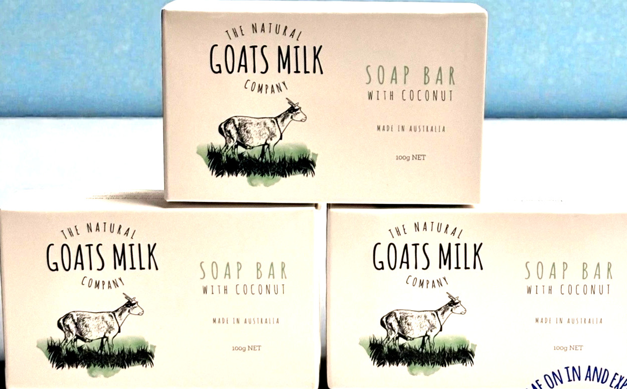 3 x The Natural Goat Milk Company with Coconut Soap Trio. Made In Australia