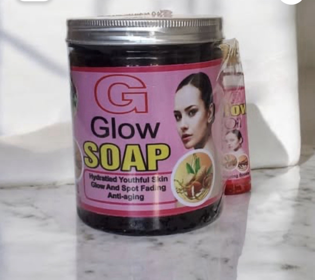 G Glow Soap 7 Days skin whitening and Glow Oil, Spot Fading anti Aging Soap 500g
