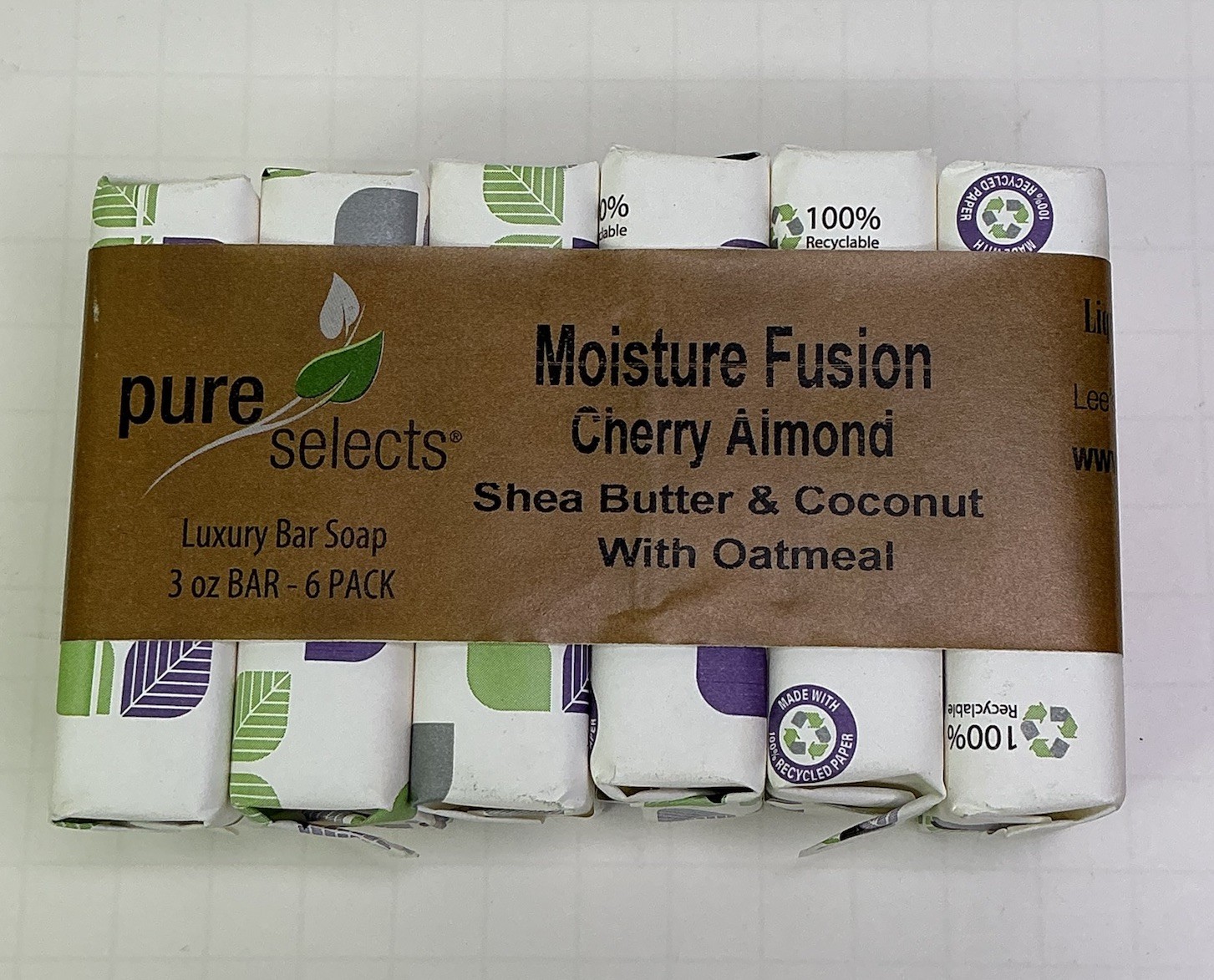 6 Pk Pure Selects MOISTURE FUSION Luxury Soap Bars Cherry Almond Coconut Oatmeal