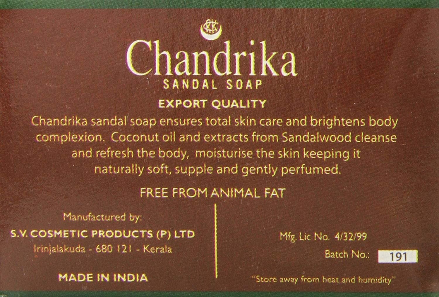 Chandrika Ayurvedic Sandal Bar Soap with Coconut Oil & Sandalwood Extract 75 g