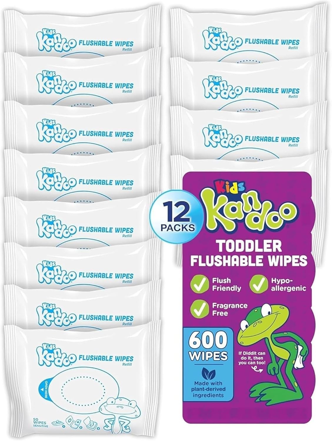 Flushable Wipes for Baby and Kids by , Sensitive and Unscented Formula, Hypoa…