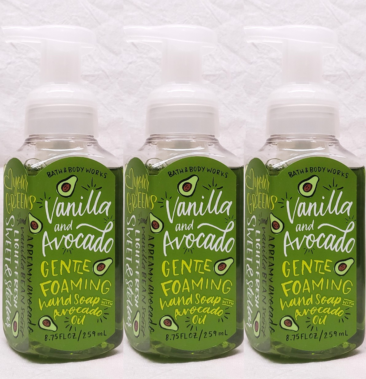 3 Bath & Body Works VANILLA AVOCADO Foaming Hand Soap