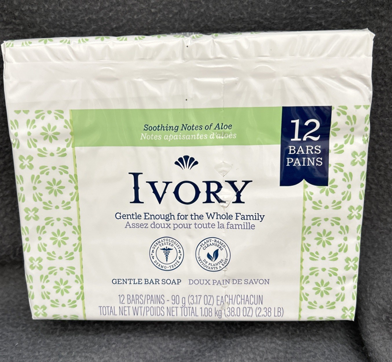 Ivory Gentle Bar Soap With Aloe All Skin Types 12 Count 3.17 oz/each New
