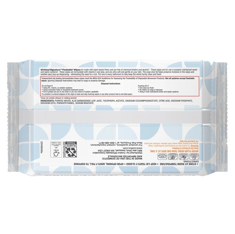 Kirkland Signature Moist Flushable Wipes, 632 Wipes