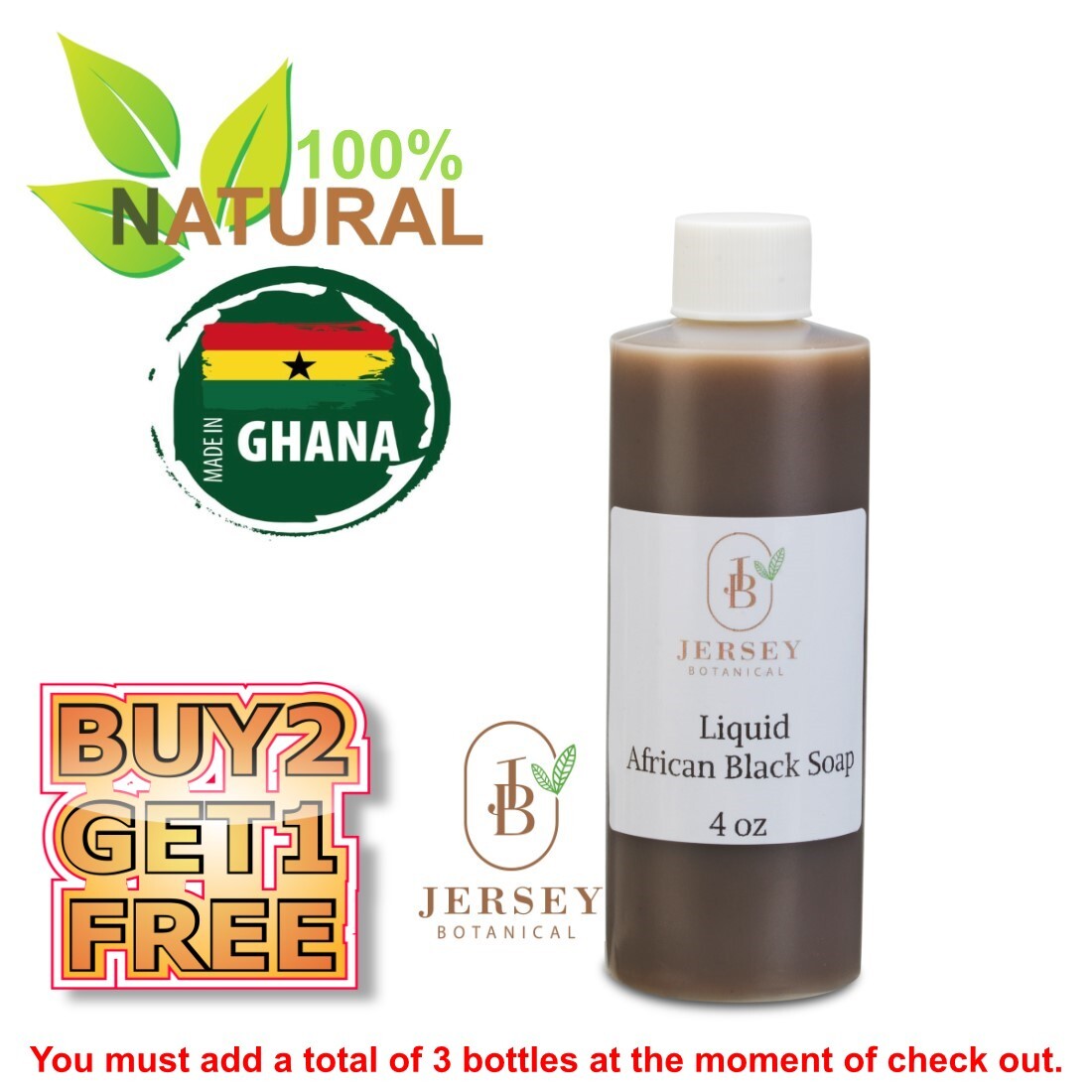 Liquid African Black Soap 4 oz 100% Pure Natural Raw Organic Face Body Bath Wash