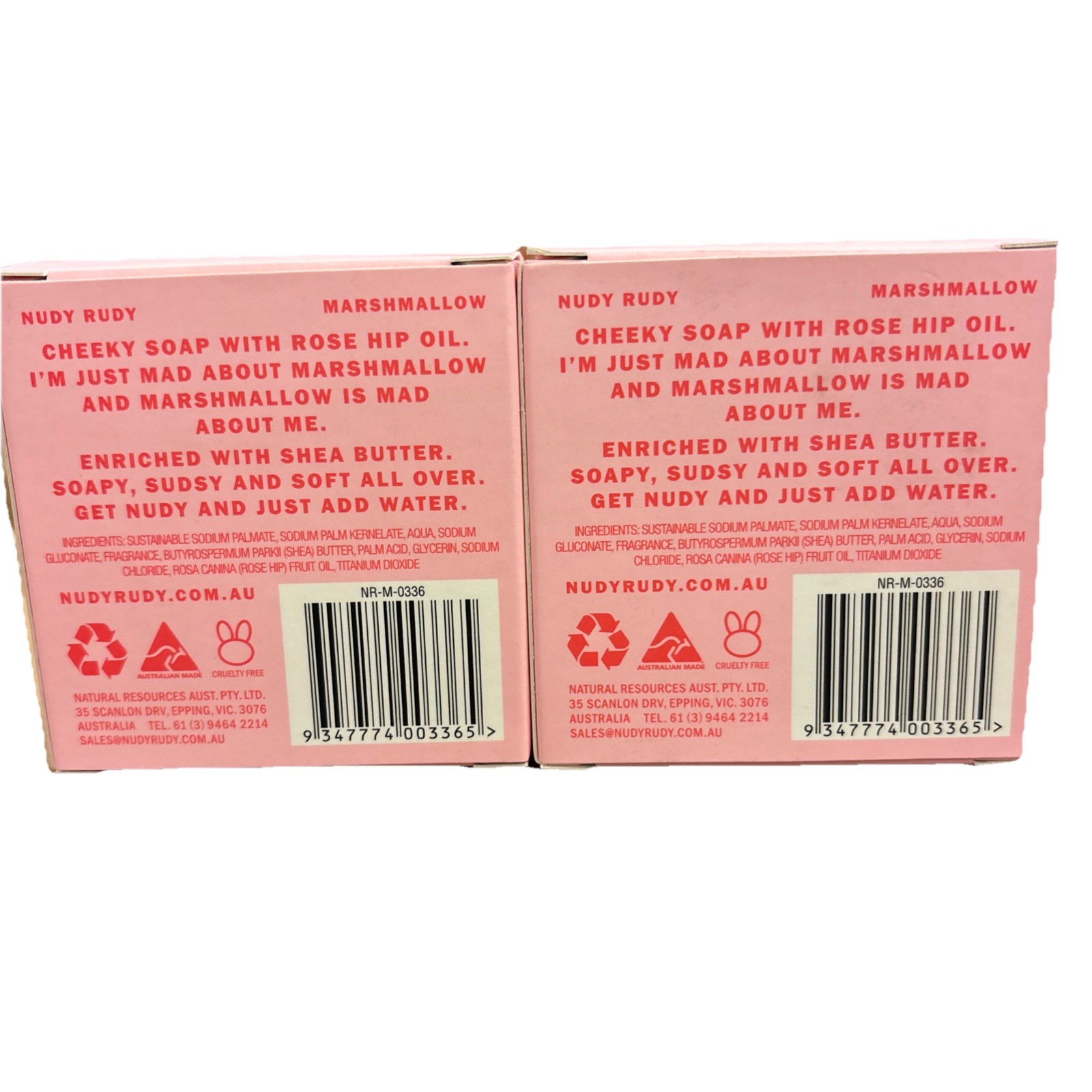 2-Pack Nudy Rudy Plant Oil Soap Mad Marshmallow RoseHip Oil Shea Butter 4.2oz Ea