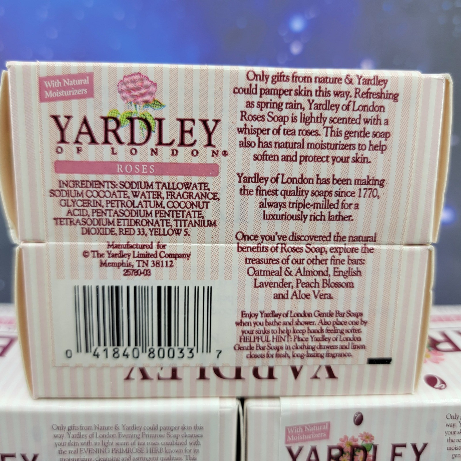 Lot of 12 Yardley London Bar Soap Evening Primrose & Roses