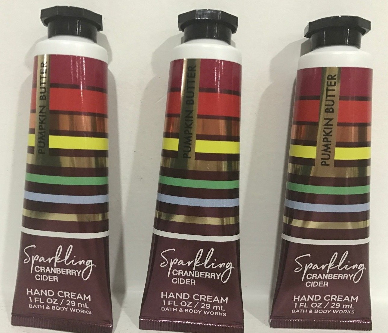 3 BATH & BODY WORKS SPARKLING CRANBERRY CIDER HAND CREAM LOTION TRAVEL SHEA 1 OZ