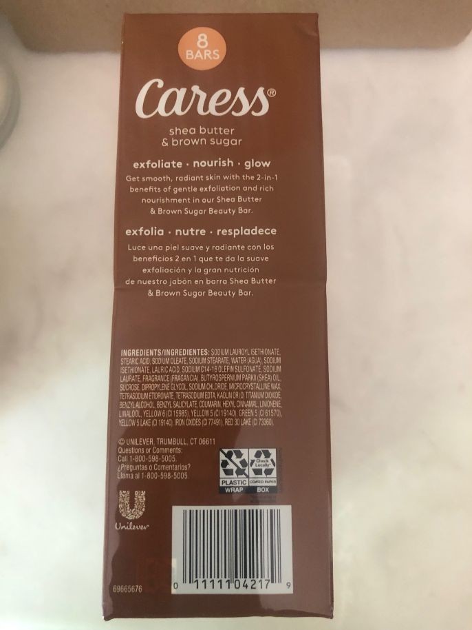 8 Bars Caress Soap SHEA BUTTER & BROWN SUGAR EXFOLIATING Beauty Bars 3.75oz