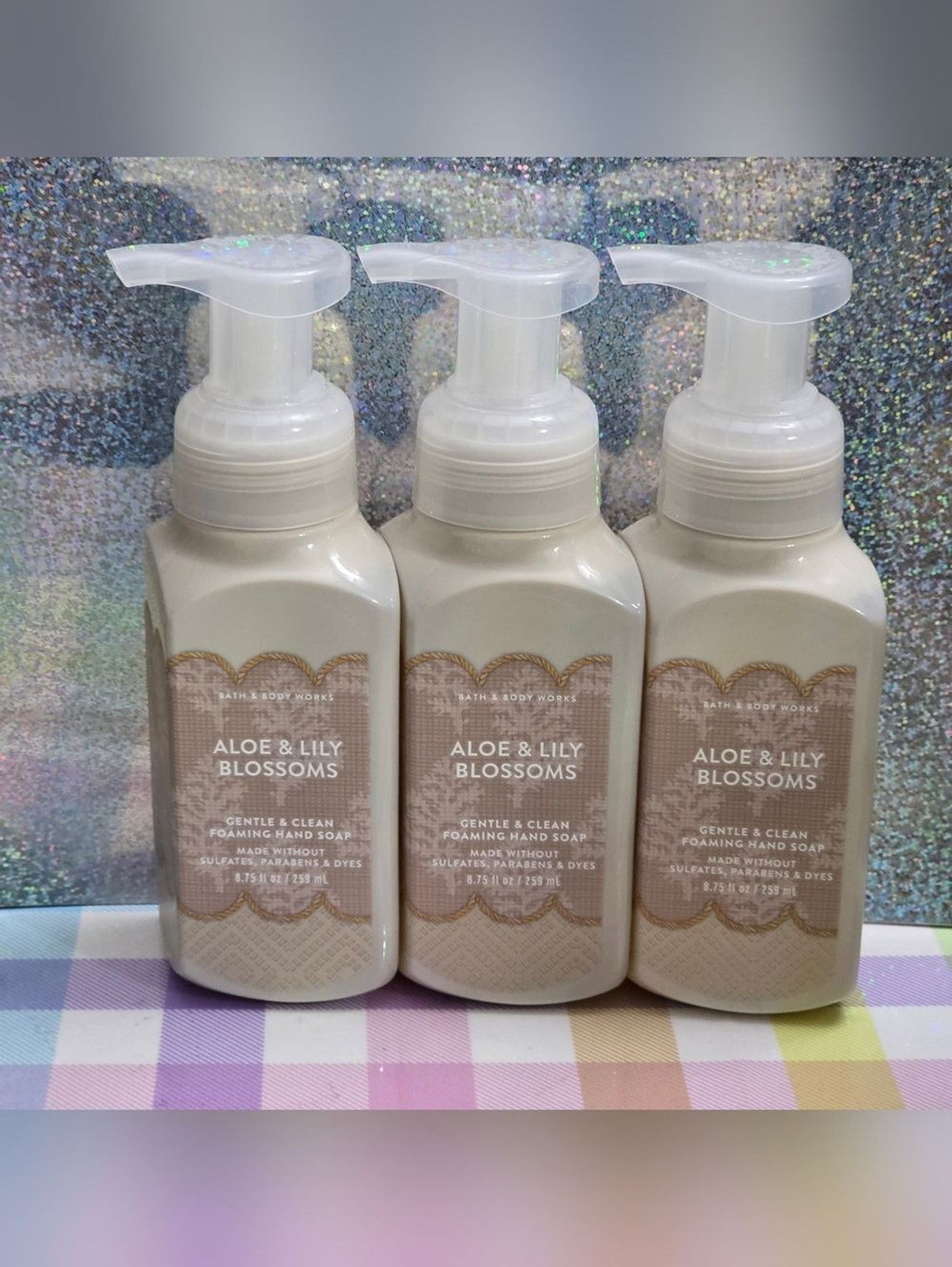 Bath & Body Works Aloe & Lily Blossoms Foaming Hand Soap Set of 3 NEW