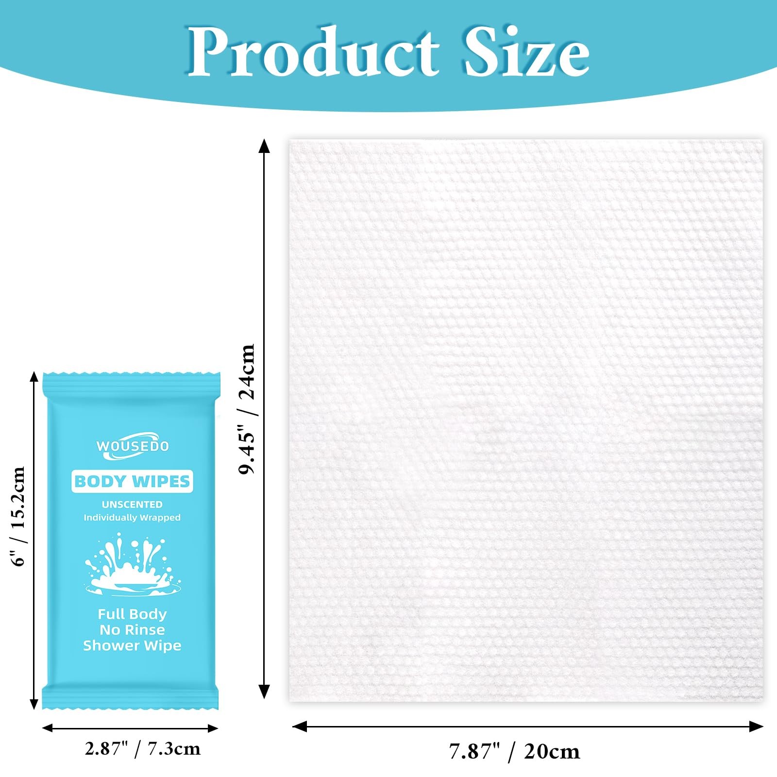 Wipes 300 Pcs Ultra Thick Soft Large Body Shower Cleansing Blue Bulk Wrapped7.87