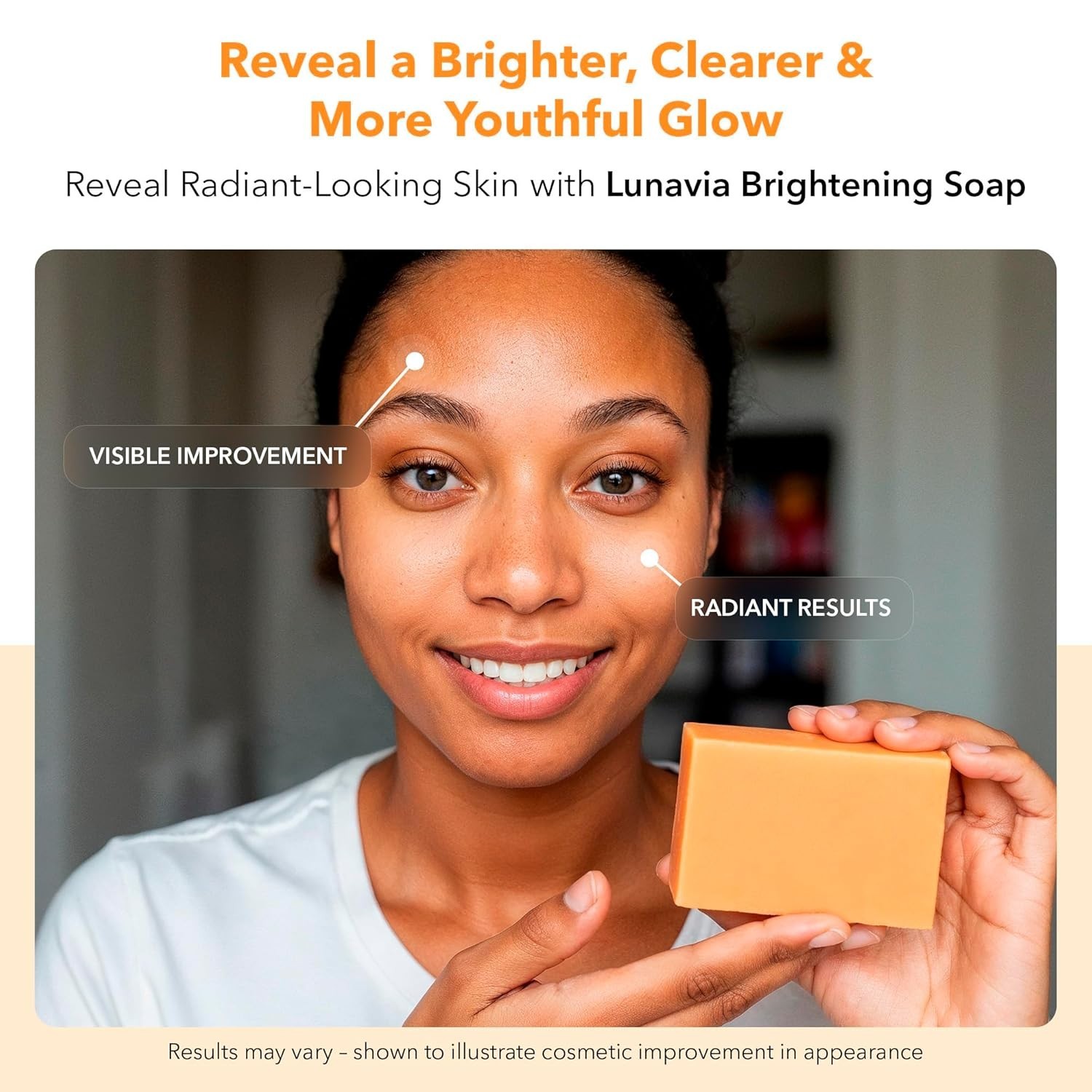 lunavia Kojic Acid Dark Spot Remover Soap Bar with Vitamin C, Turmeric, Retin