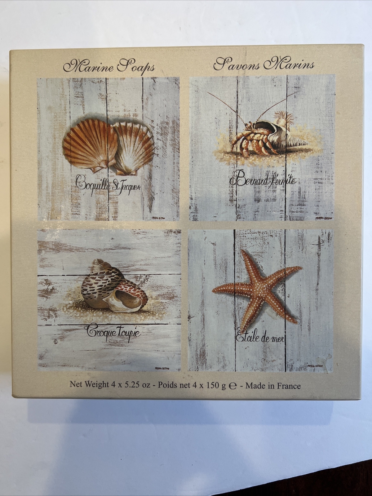 SEALED Set of 4 Lorcos France 4 Perfumed Soap Bars 5.25 Oz. Sea Shell