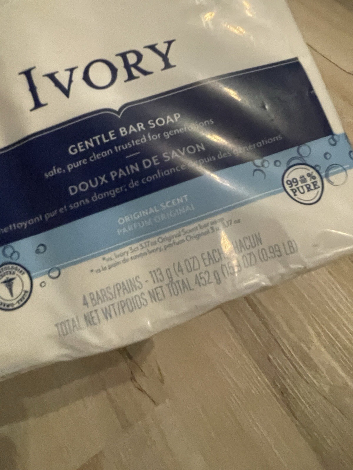 Classic Original Ivory White Bar Soap 4oz X 4 Bars 99.44% Pure Clean Simple