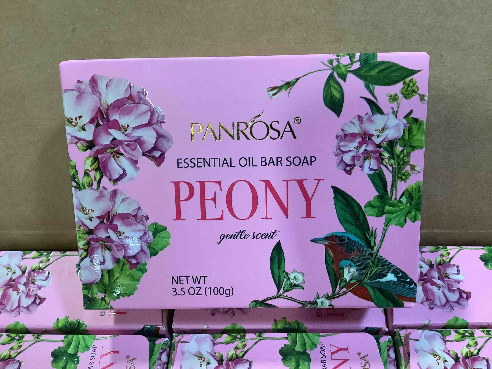 Lot of 36 Panrosa Peony Essential Oil Bar Soap 3.5 oz hexagon case box