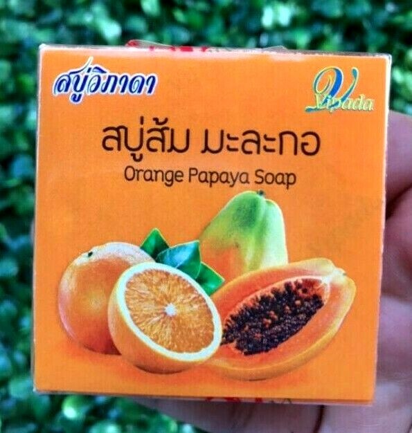12xThai Orange Papaya Herbal Soap Natural Brightening Facial Skin Care VIPADA65g