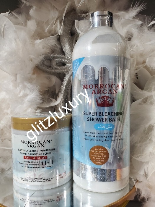 2pc. Morrocan Argan Super bleacher shower gel & Goat Milk Repair scrub set