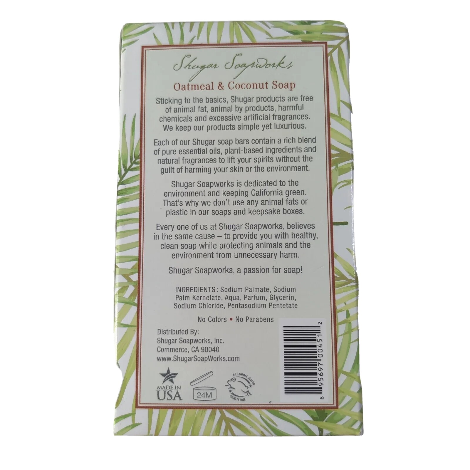 Shugar Soapworks Bar Soap Coconut and Oatmeal 7 oz Each, 2 Bars NIB
