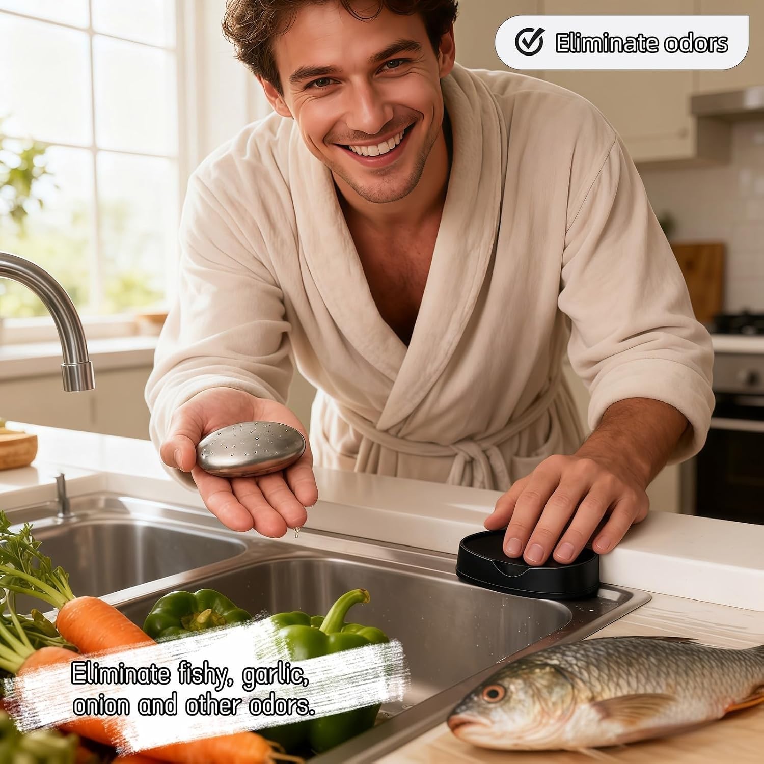 Chemical-Free Stainless Steel Soap Bar – Hand Odor Eliminator for Food Lovers