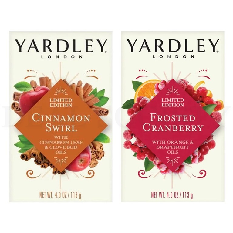 Yardley London Cinnamon Swirl & Frosted Cranberry Soap Bars 4oz Lot of 6
