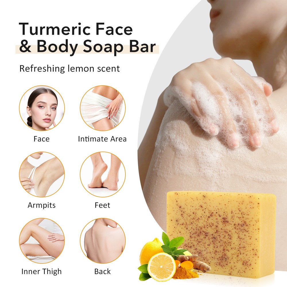 Lemon Turmeric & Kojic Acid Brightening Soap, Dark Spot Remover for Face & Body