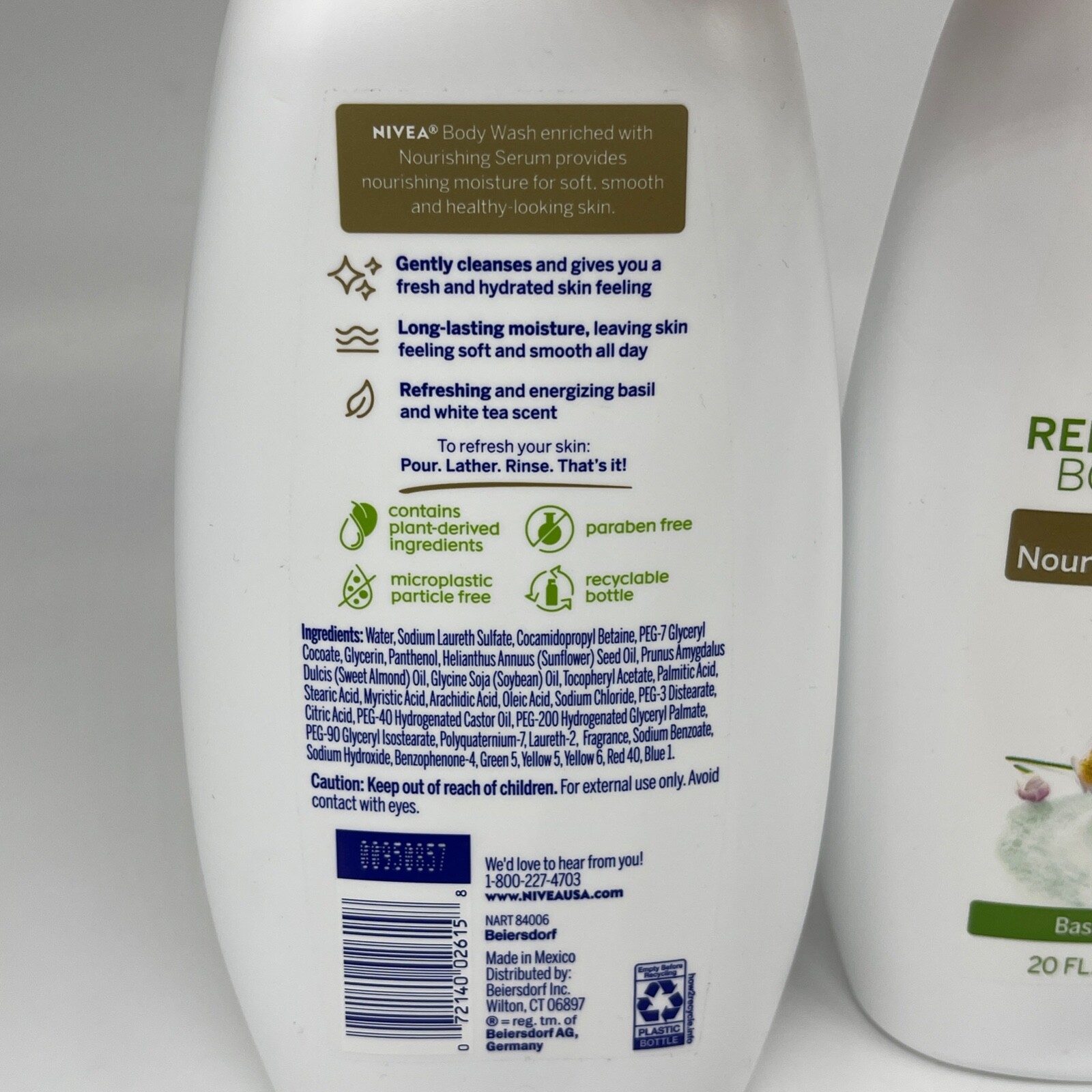 Nivea Refreshing Body Wash Basil & White Tea Botanical Blossom 2PK x 20 oz