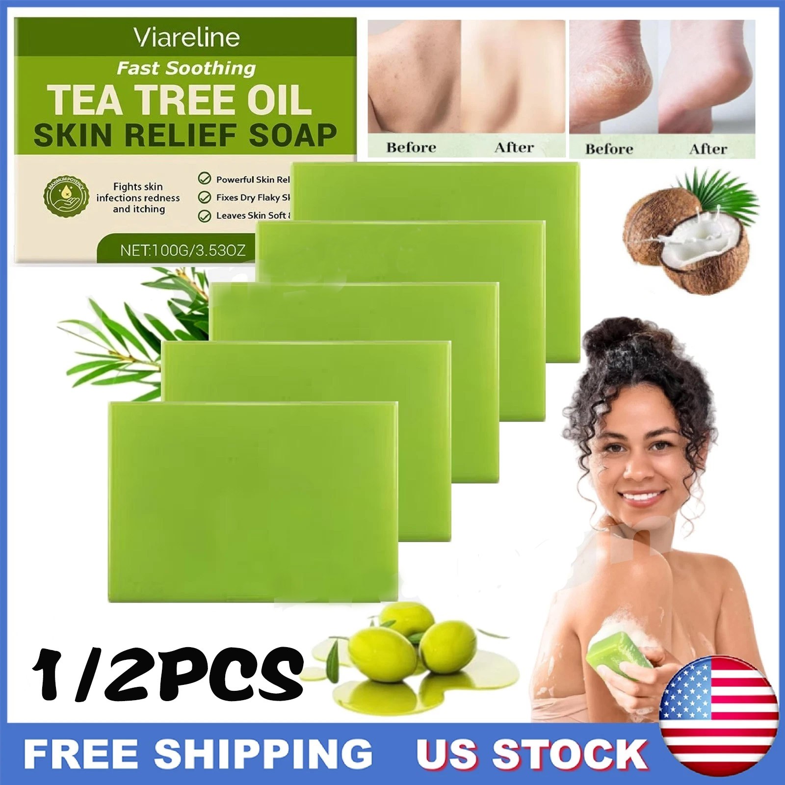 Relief Soap Bar, Loravey Tea Tree Oil Soap,Natural Soaps for Healthy Skin CW