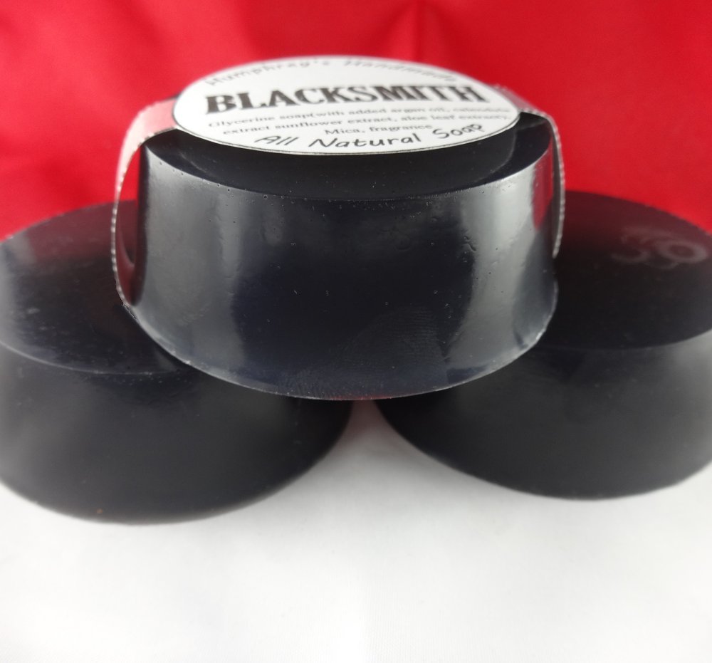 BLACKSMITH Men’s Tobacco Caramel Shave & Shampoo Glycerin Soap, Round Black Bar