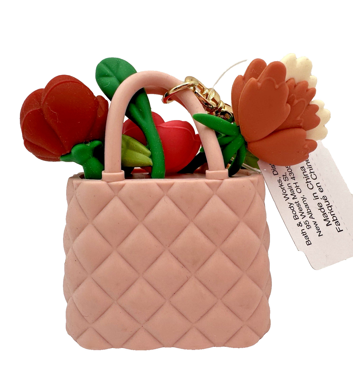 Bath & Body Works Floral Bouquet Pink Purse Pocketbac Holder with Gold Clip