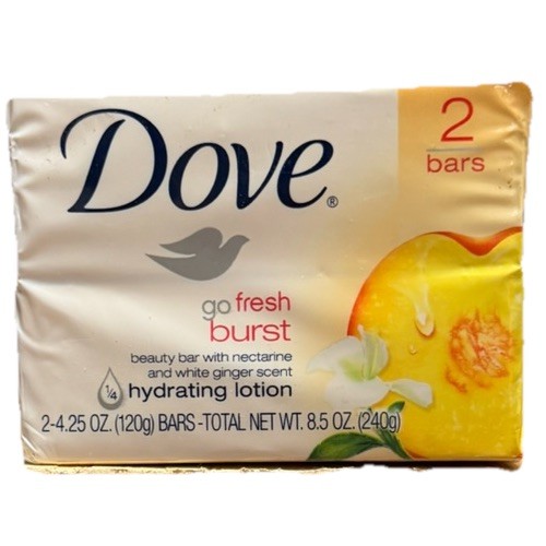 2~Dove Go Fresh Burst NECTARINE WHITE GINGER Hydrating Lotion Soap Bar 4.25oz