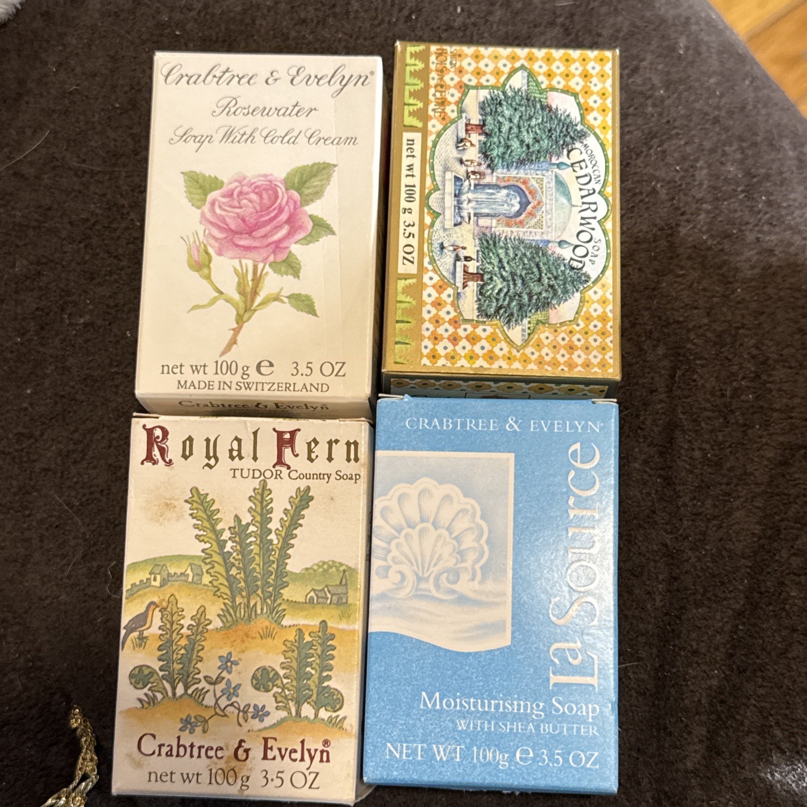 Lot Of 4 Different Crabtree & Evelyn Bar Soaps 3.5oz Each