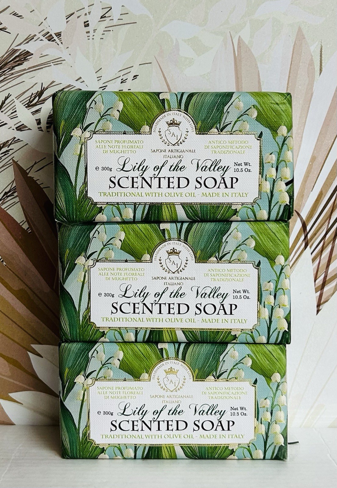 3-Pack Saponificio ~ Lily of the Valley Scented Bar Soap with Olive Oil 10.5 oz