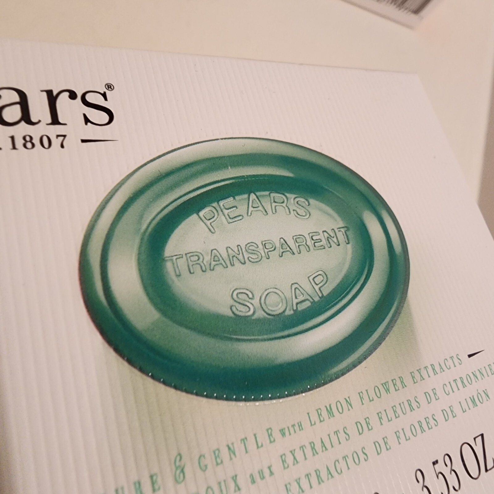 Lot Of 4 Pears Gold And Green Transparent Glycerin Vegetable Oil Bar Soap India