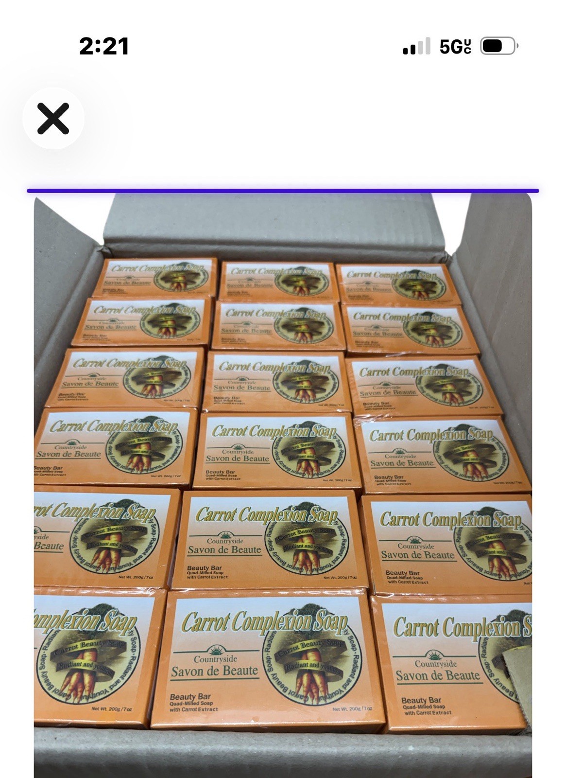 54 Pieces Carrot Complexion Soap Beauty Bar with Carrot Oil -200g Seals Box